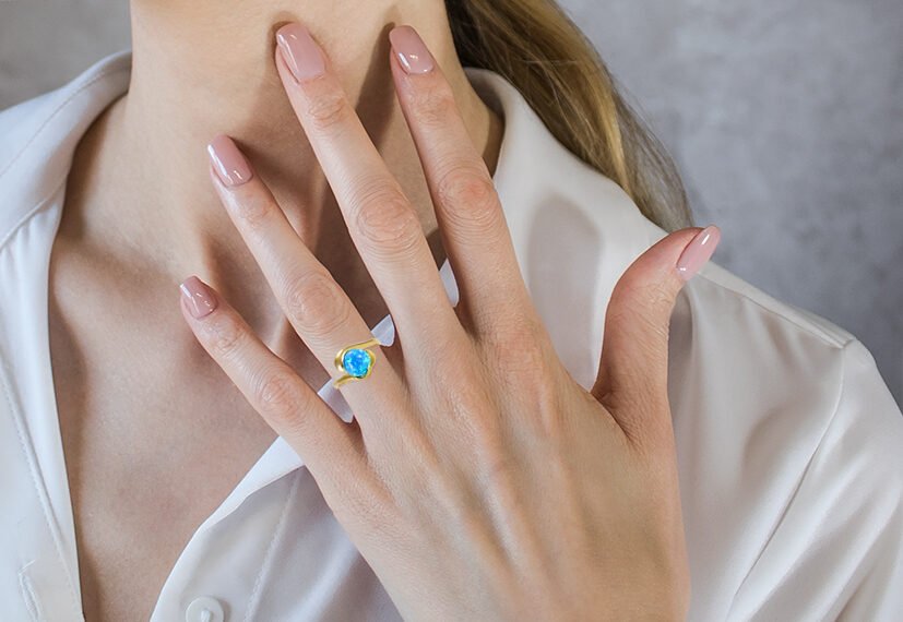 Blue opal rings