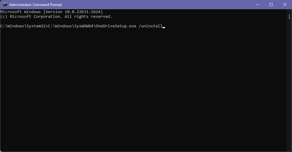 uninstall onedrive via cmd